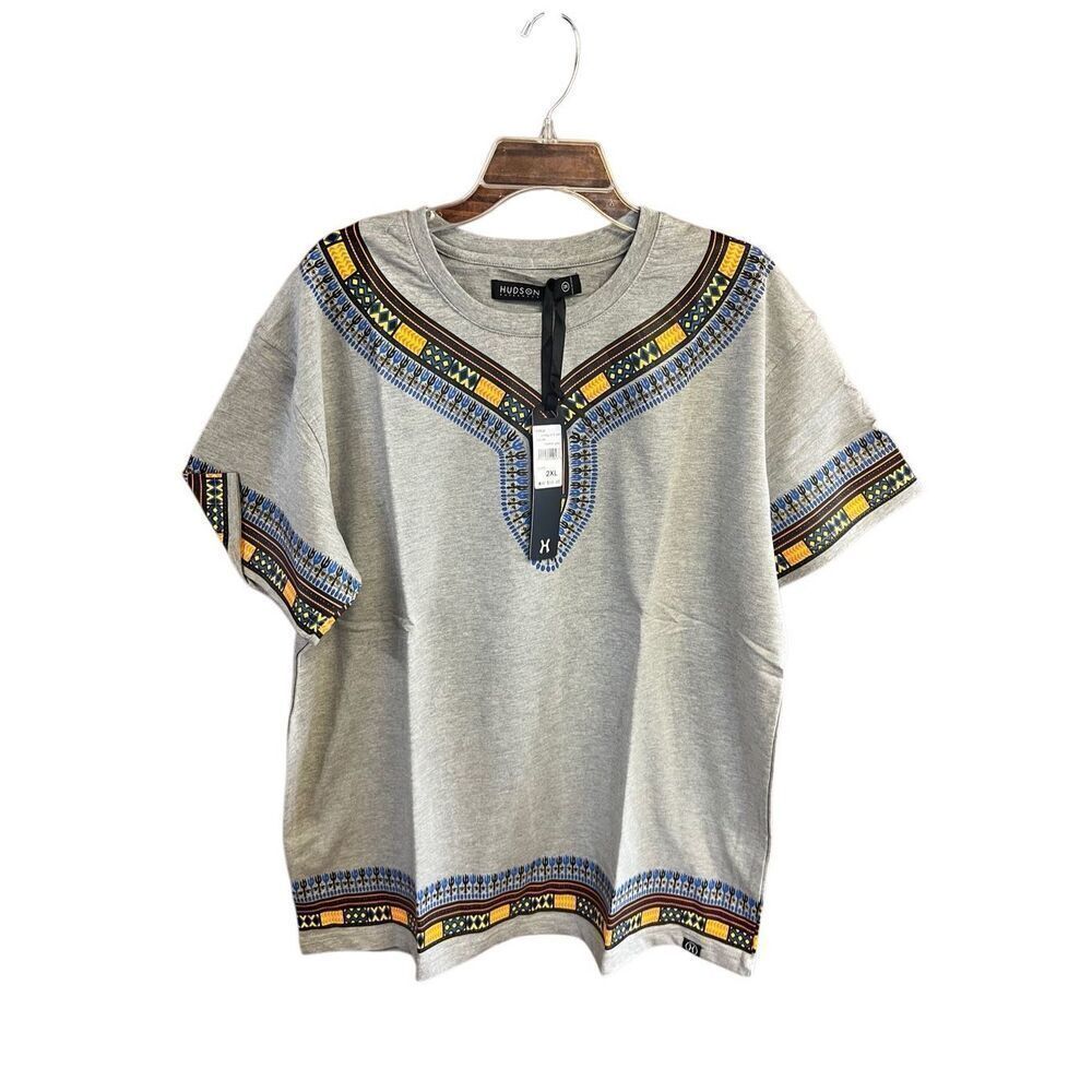 Hudson Unisex Aztec  Heather Gray Tee Shirt Sz XXL NWT *
